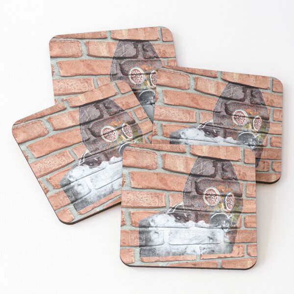 Item preview, Covid19 gasmask on a brick wall designed and sold by PicsByTony.