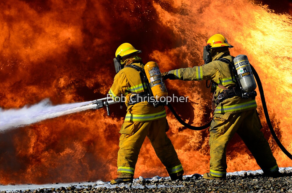 "Firefighters In Action" by Bob Christopher  Redbubble