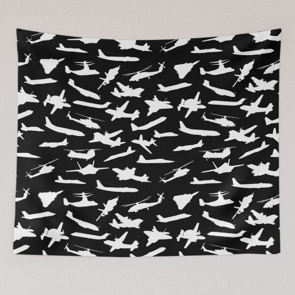 Item preview, Aircraft Silhouettes, Black White Pattern designed and sold by hobrath.