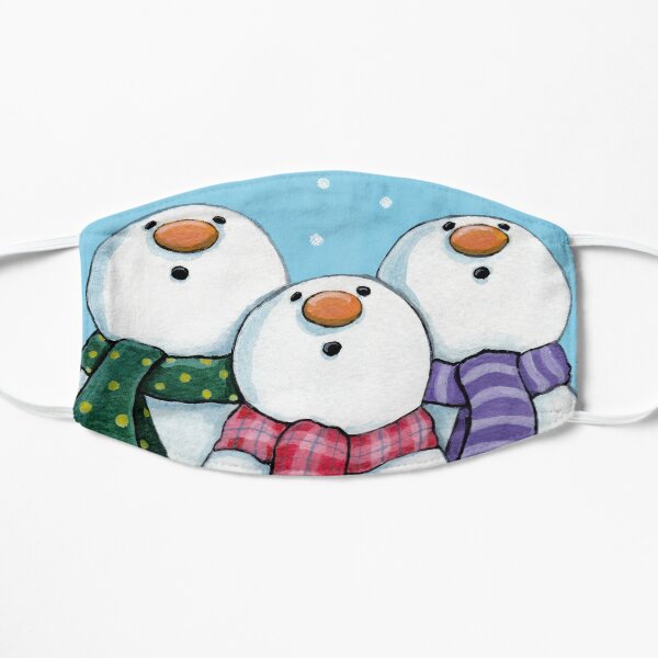 Three Snowmen Wearing Scarfs - Winter Wonderment Flat Mask
