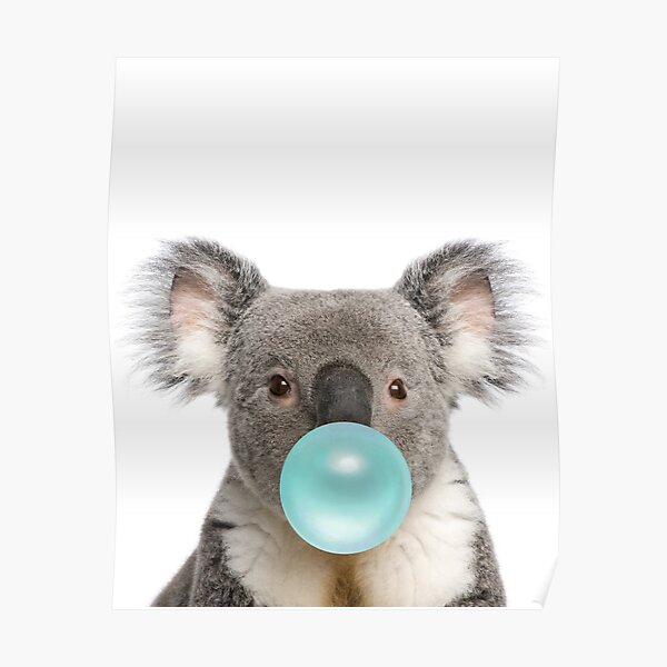 Koala Bubblegum Art Cute Nursery Poster