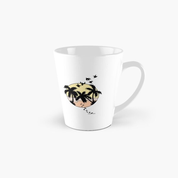 Palm Trees, Birds and Yellow Sunset Tall Mug