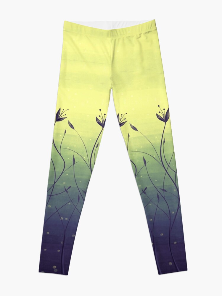 Alternate view of Water Plants In Green Lake Abstract Botanical Art Leggings
