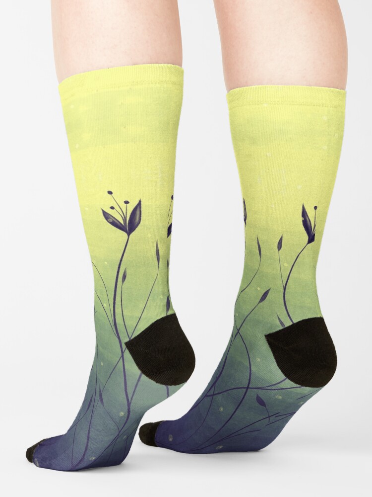 Alternate view of Water Plants In Green Lake Abstract Botanical Art Socks