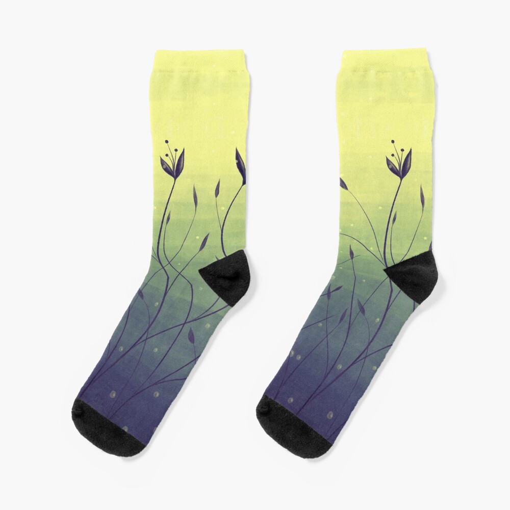 Water Plants In Green Lake Abstract Botanical Art Socks