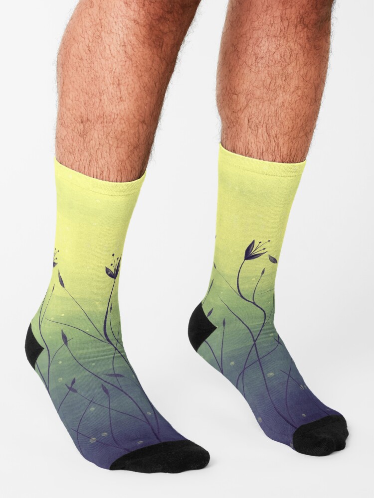 Alternate view of Water Plants In Green Lake Abstract Botanical Art Socks