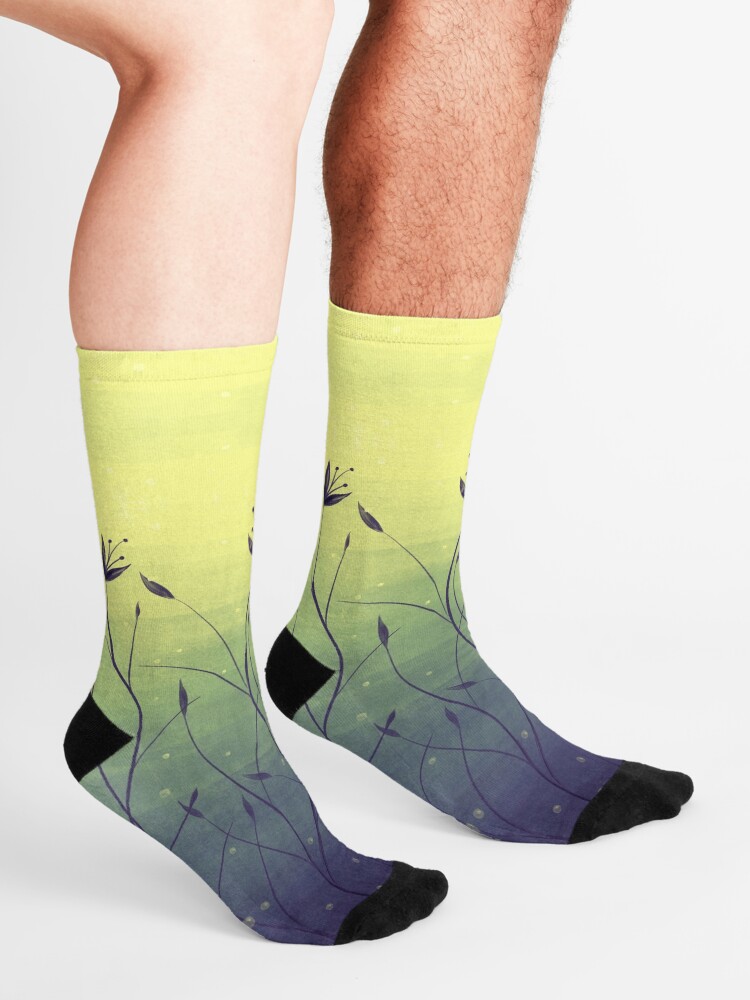 Alternate view of Water Plants In Green Lake Abstract Botanical Art Socks