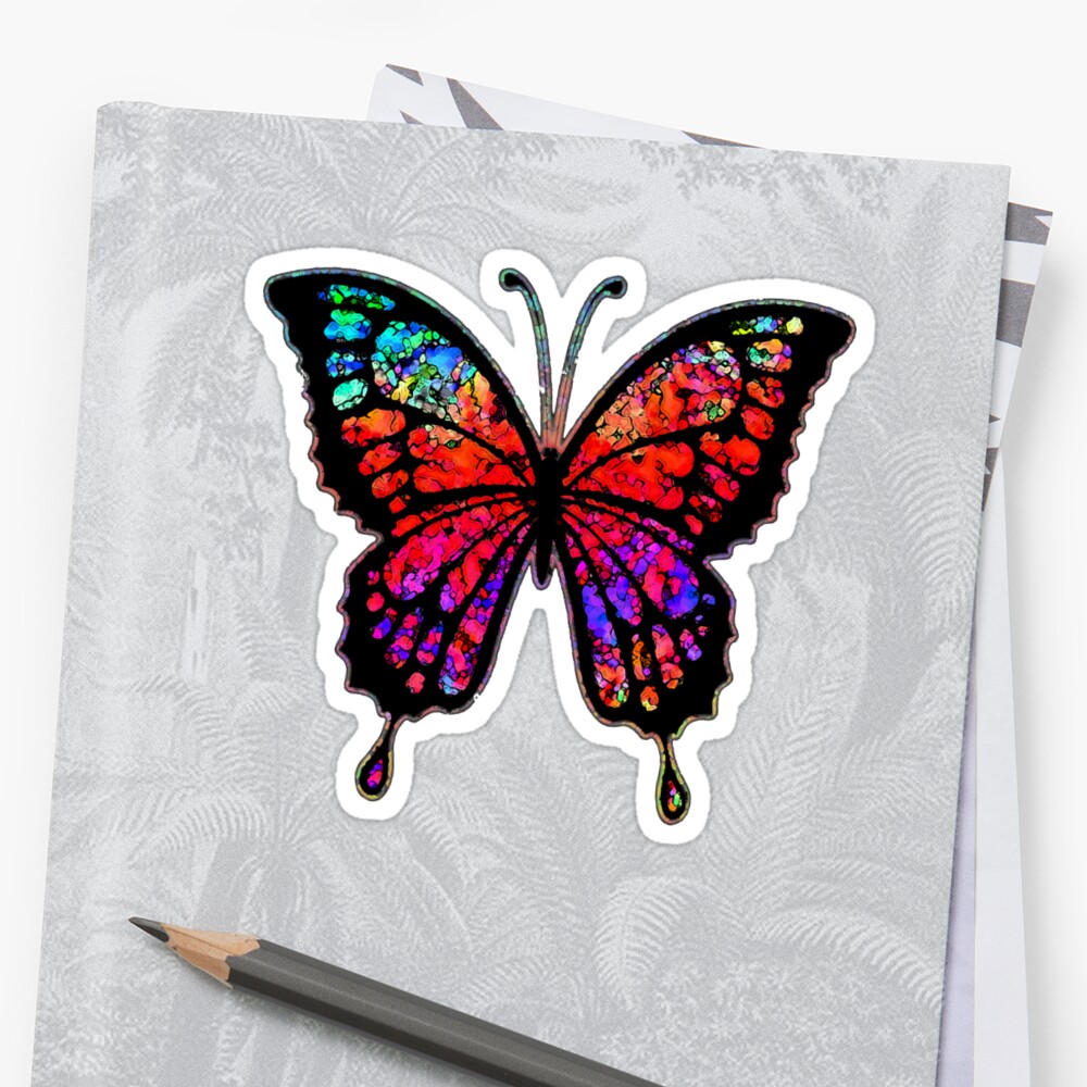 Psychedelic Butterfly Sticker By Bronzarino Redbubble