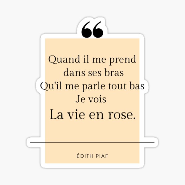 Item preview, La vie en rose - Édith Piaf (lyric poster) designed and sold by Sarah Lay.