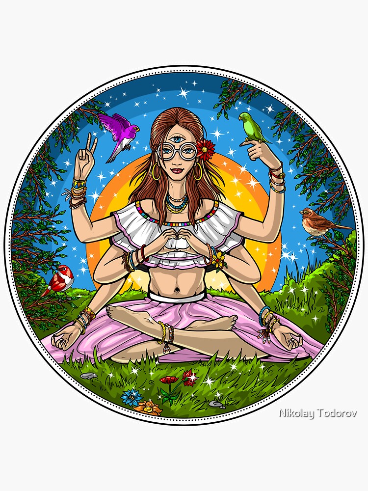 “Hippie Meditation” Sticker for Sale by underheaven | Redbubble