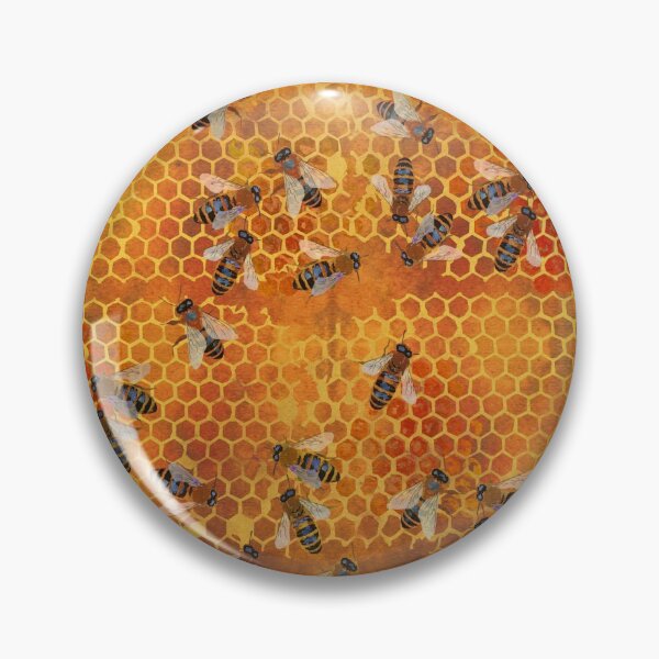 Item preview, Honey Bees On The Honeycomb | Wildflower Honey Dark Gold designed and sold by AndreaHelmArt.
