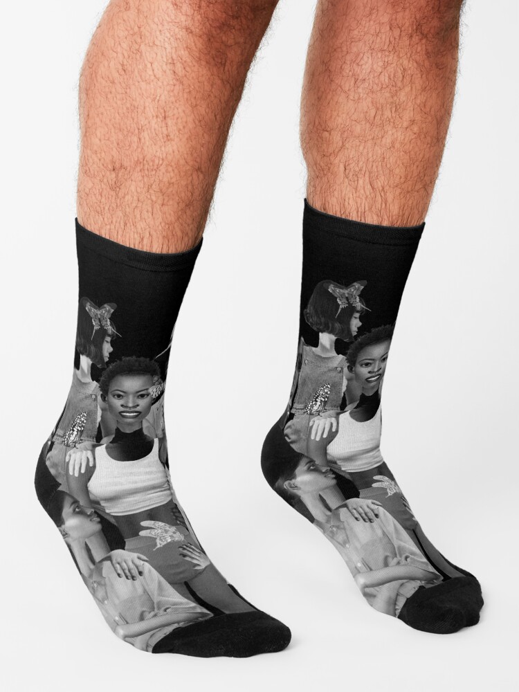 Alternate view of Fly of Freedom - metamorphosis, butterflies, collage art Socks