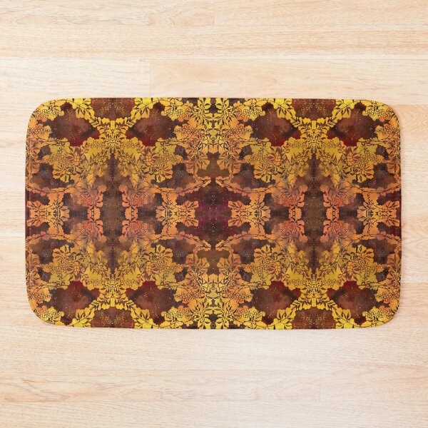 Item preview, Japanese Stencil Pattern #1 | Floral Watercolor Design in Brown & Yellow Gold designed and sold by AndreaHelmArt.