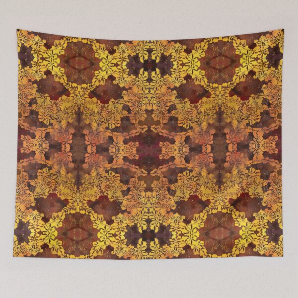 Item preview, Japanese Stencil Pattern #1 | Floral Watercolor Design in Brown & Yellow Gold designed and sold by AndreaHelmArt.