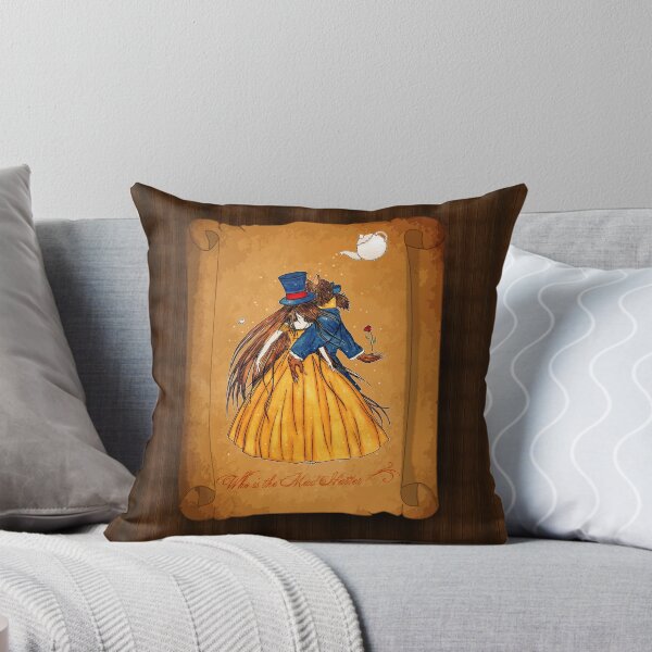 Who is the Mad Hatter ? Beauty and the Beast Throw Pillow