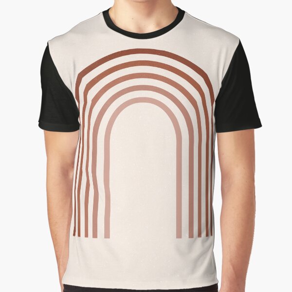 Abstract Retro Rainbow Burnt Orange Ombre Graphic T-Shirt