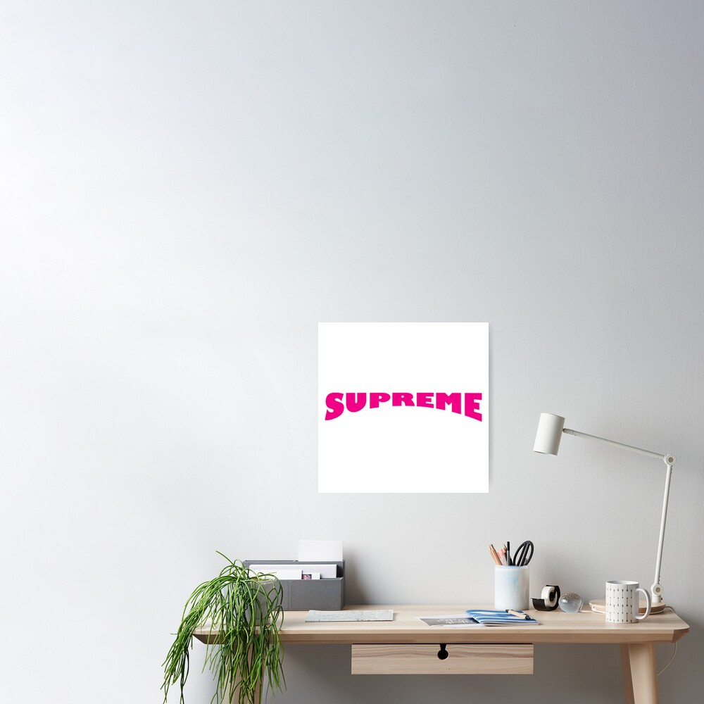 Pink Supreme Roblox Logo Poster By Doakorkmaz01 Redbubble - supreme bag t shirt code roblox