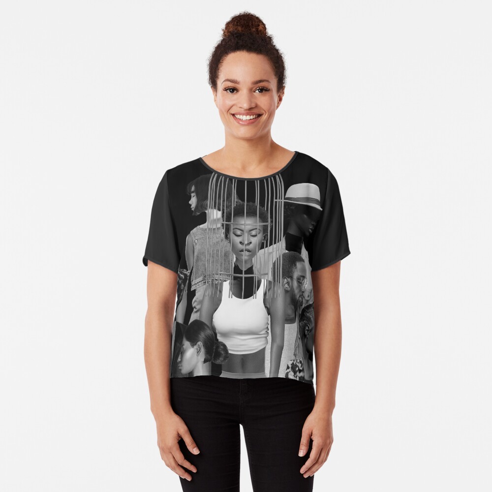 Invisible Loneliness - Lonely, black and white, people, Chiffon Top