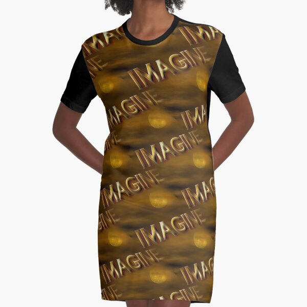 Imagine Full Moon Inspirational Pattern Graphic T-Shirt Dress