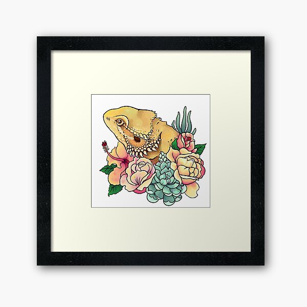 Pastel Bearded Dragon Framed Art Print