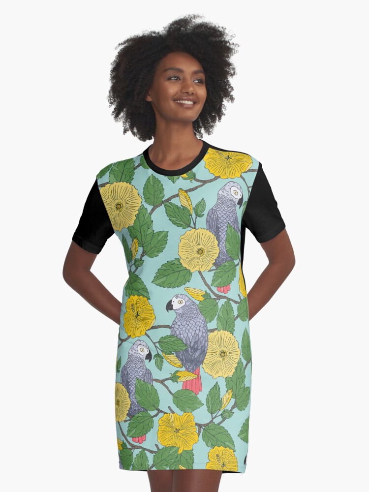 grey dress with yellow flowers