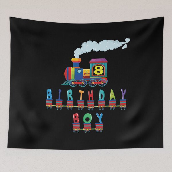 Item preview, 8th Birthday Boy Train 8 Years Old Kid Railway B-day Party print designed and sold by Grabitees.