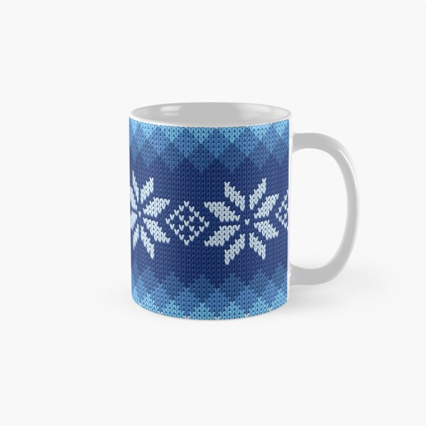 Aperçu de l'œuvre Motif Norvège Suède Tricoté Tricoté Bleu Blanc créée et vendue par PandaPope.