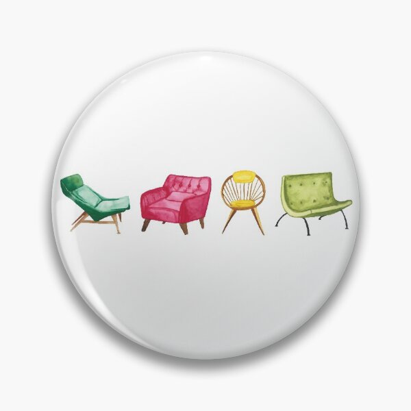 Item preview, Mid Century Modern Chairs Watercolor designed and sold by jenbucheli.