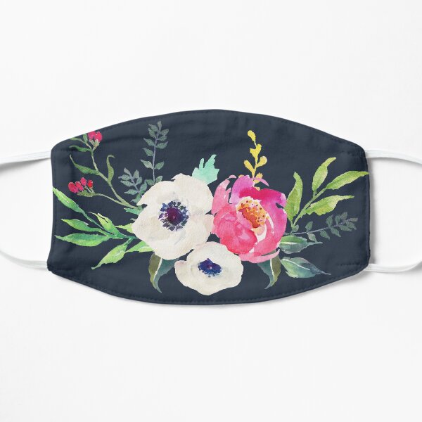 Anemone Peony Watercolor Bouquet Mask