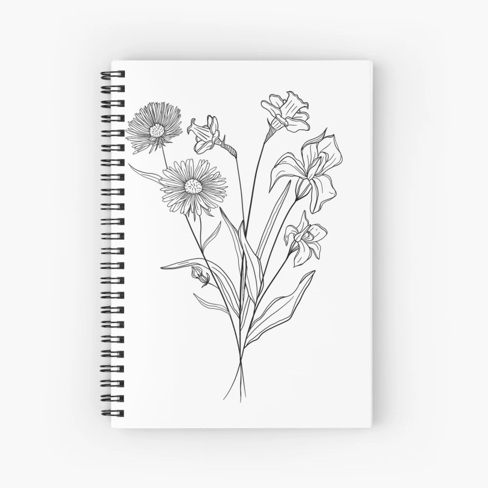 Black and White Floral Bouquet  Spiral Notebook for Sale by Dv-Design