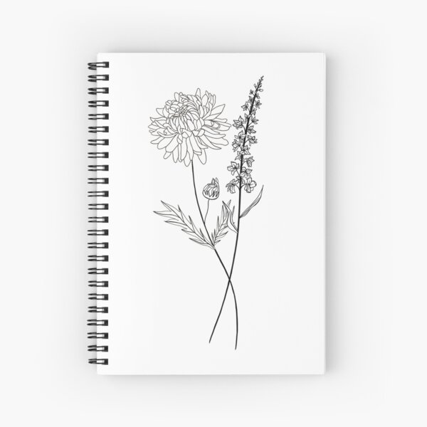 Black and White Floral Bouquet  Spiral Notebook for Sale by Dv