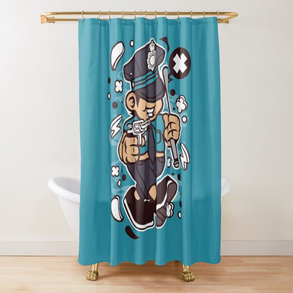 "Police Cartoon" Shower Curtain for Sale by Nickelparis Redbubble