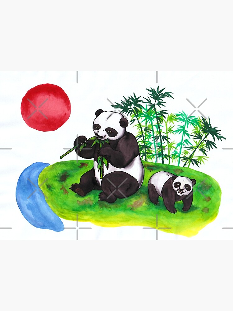 Watercolor Watercolour Painting Illustration Art Chinese Panda Bamboo Art Board Print By Jonahgray Redbubble