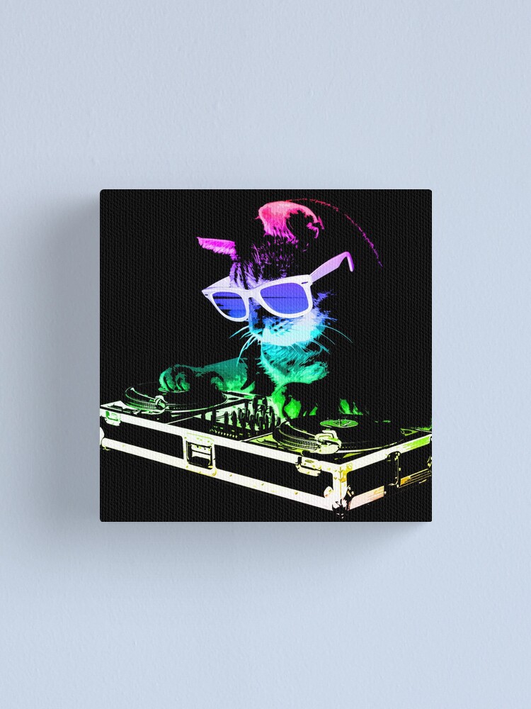 Alternate view of HOUSE CAT (Rainbow DJ Kitty) Canvas Print