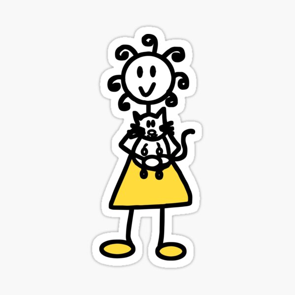 The girl with the curly hair - yellow sticker Sticker