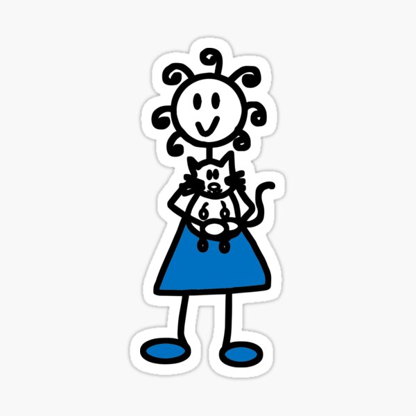The girl with the curly hair - blue sticker Sticker