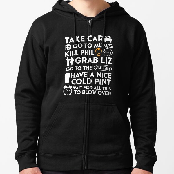 SHAUN OF THE DEAD THE PLAN TO TO LIST Zipped Hoodie