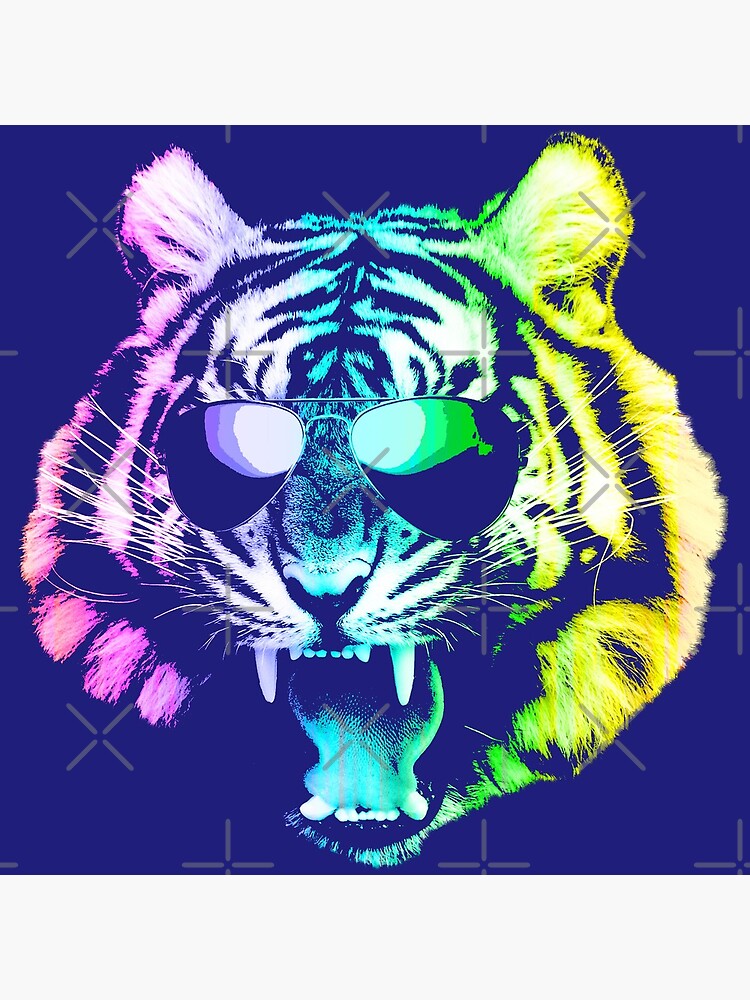Big Rainbow Tiger with Glasses | Art Print