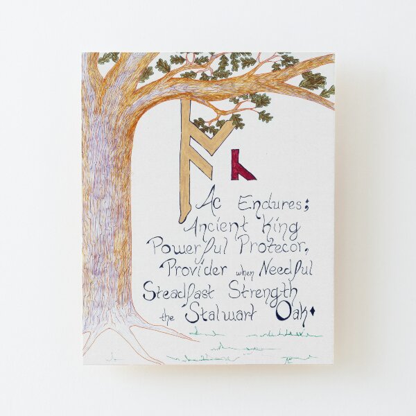 Ac, Rune of the Oak Wood Mounted Print