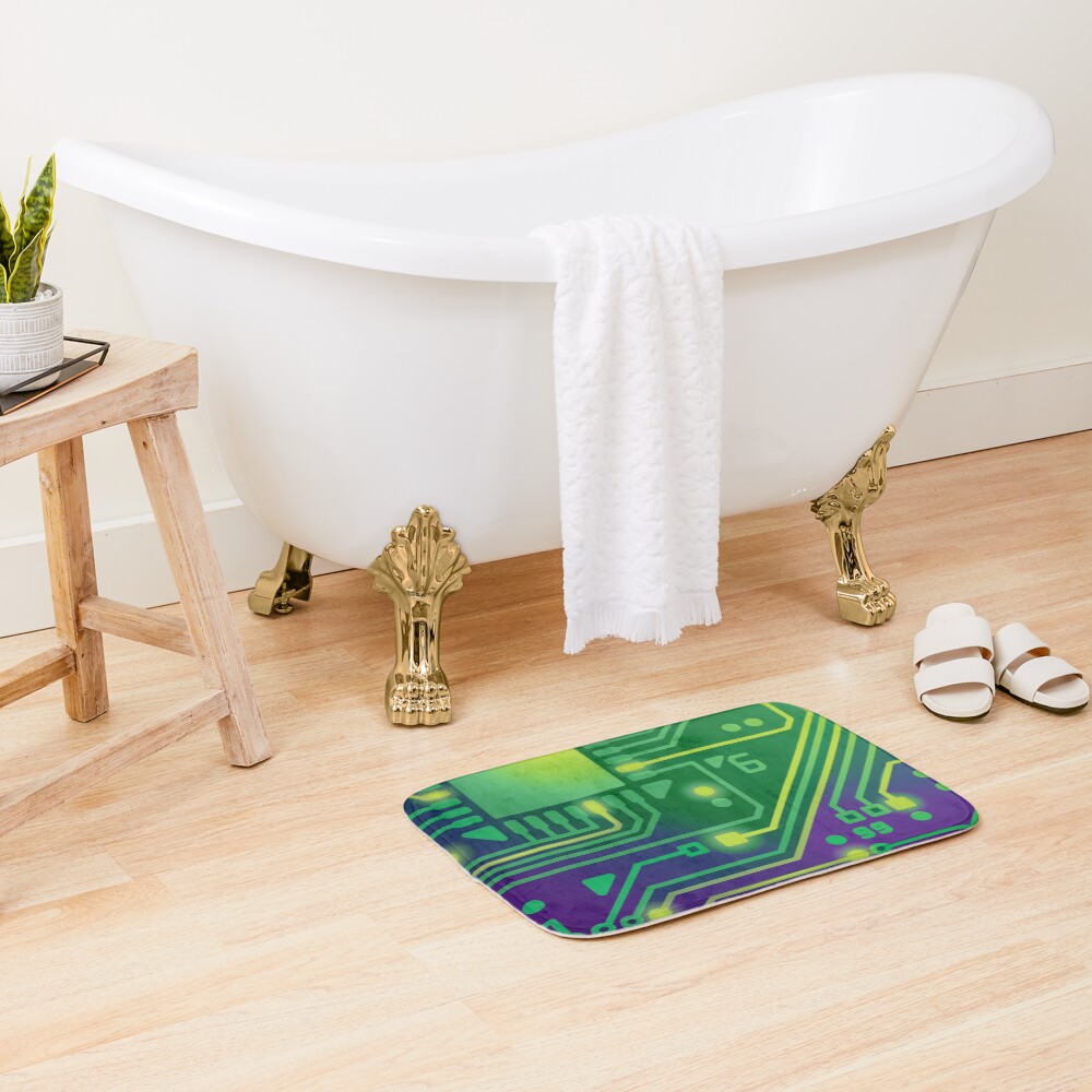 Computers Technology Digital Circuit Print Bath Mat