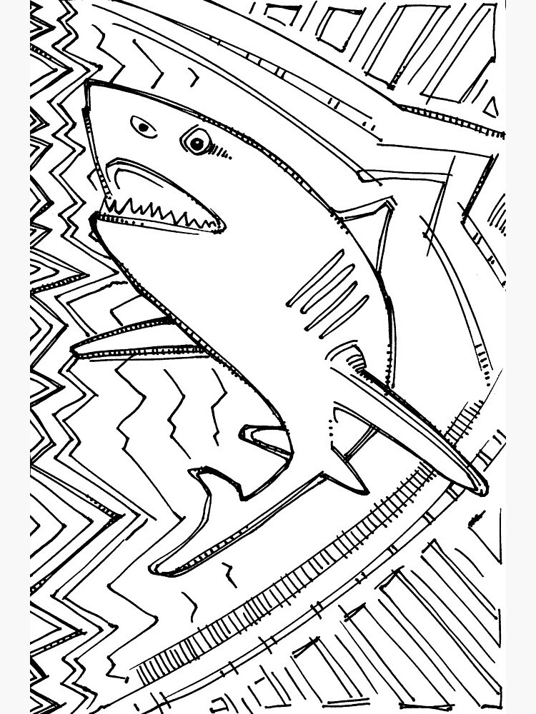 "Great White Shark, Coloring Book Page" Art Print for Sale by