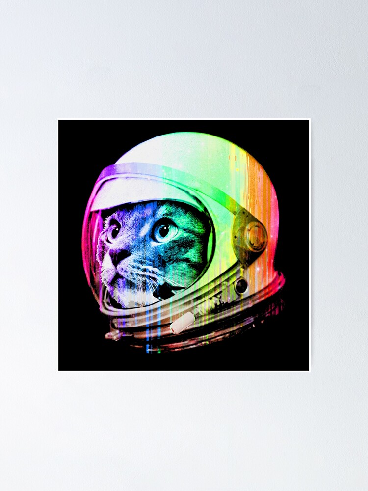 Astronaut Space Cat (digital rainbow version)