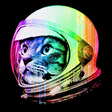 Artwork thumbnail, Astronaut Space Cat (digital rainbow version) by ROBOTFACE T-Shirts