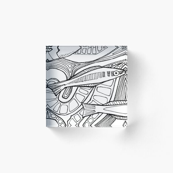 Bluehead Wrasse, Coloring Book Page Acrylic Block
