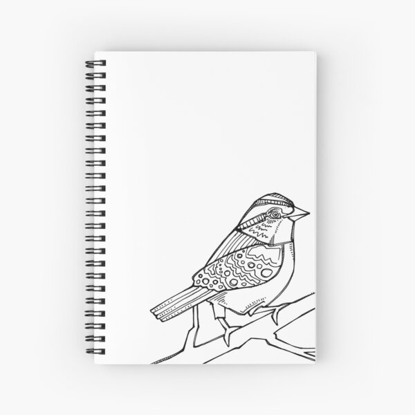 White-throated Sparrow, Coloring Book Page Spiral Notebook