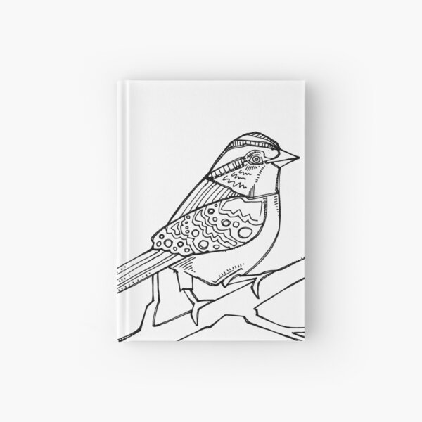 White-throated Sparrow, Coloring Book Page Hardcover Journal