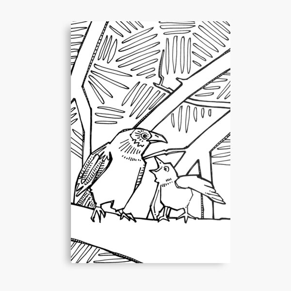 American Crow, Coloring Book Page Metal Print