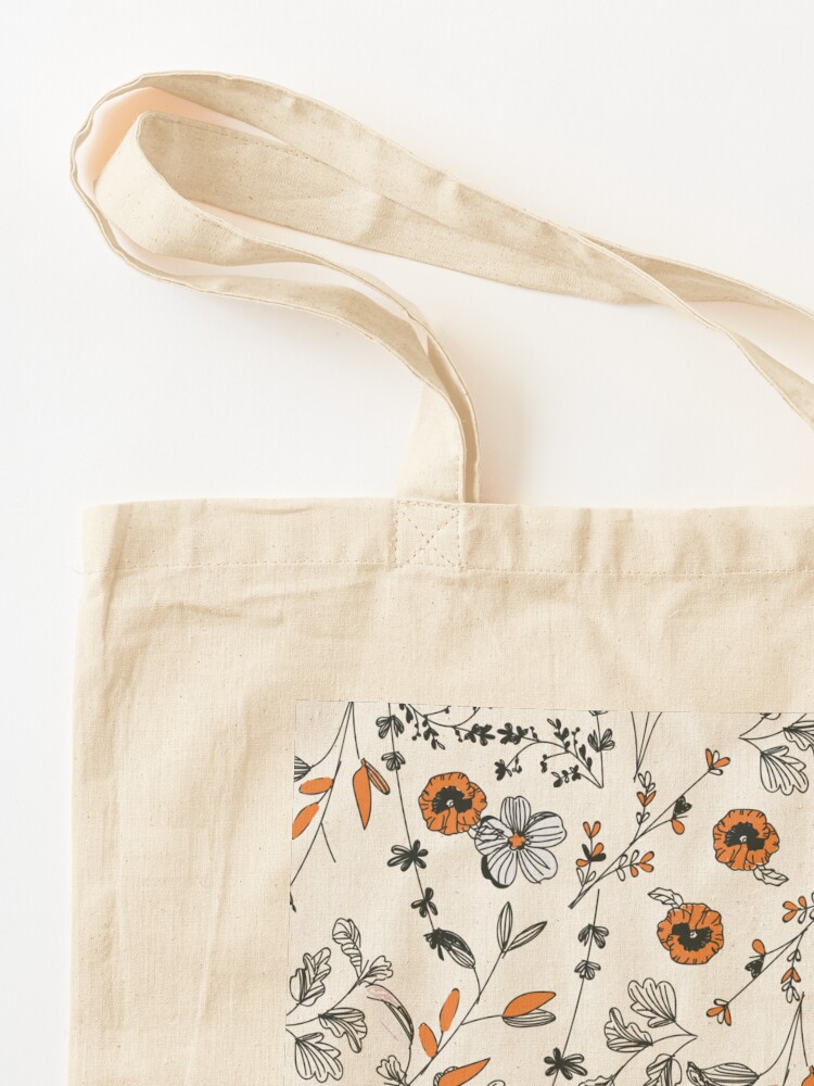 Alternate view of Orange Flower Pattern Tote Bag