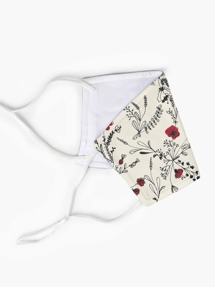 Alternate view of Red Flower Pattern Mask