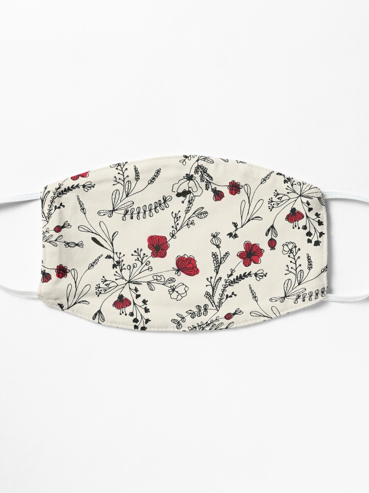 Alternate view of Red Flower Pattern Mask